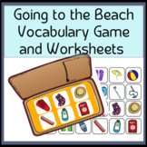 going to the beach summer vocabulary language game and worksheets