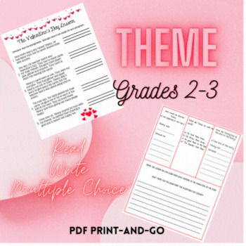 Preview of grades 2-3 Valentine's Reading & Writing Theme Practice