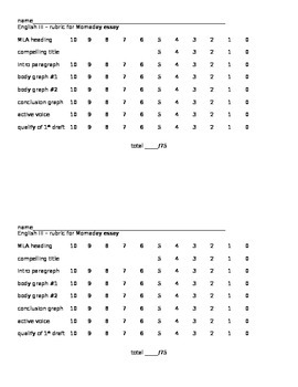 Preview of grading rubric for Momaday's essay, or edit for any essay