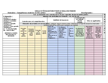 Preview of grille d'évaluation ballon panier