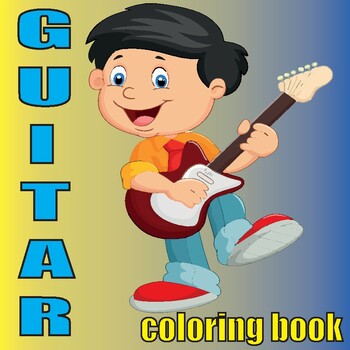 Preview of guitar coloring book for kids (guitarist coloring pages)