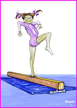 Preview of gymnast on balance beam illustration