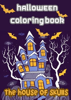 Preview of halloween coloring book the house of skulls