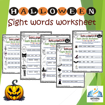 halloween sight words worksheet by SUCCESSFUL TEACHER'S | TPT