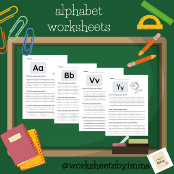 Preview of handwriting practice alphabet worksheets-uppercase, lowercase letters