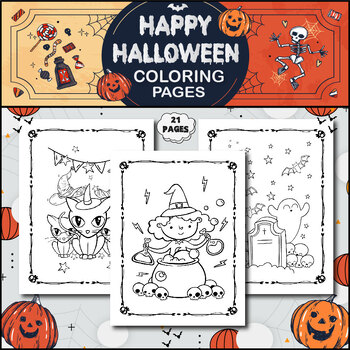 Preview of happy halloween coloring pages.