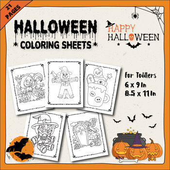 Preview of happy halloween coloring sheets.