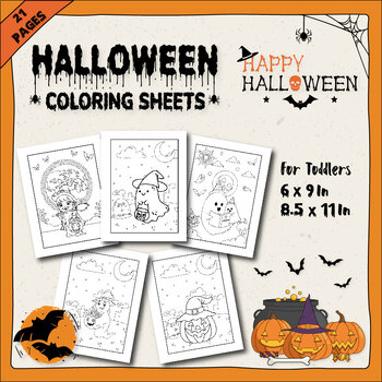Preview of happy halloween coloring sheets.
