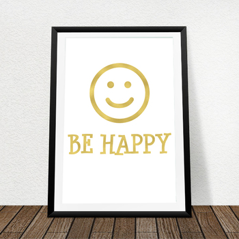 Preview of happy poster - happy gold emojy - lovely Poster design- Ready to print