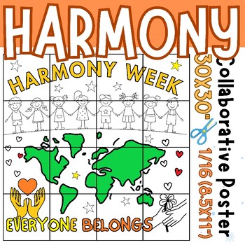 Preview of harmony Week Coloring Collaborative Posters Project Art