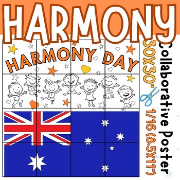 Preview of harmony day Australia Coloring Collaborative Posters