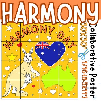 Preview of harmony day Australia Coloring Collaborative Posters Project Craft