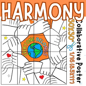 Preview of harmony day Collaborative Coloring Poster Project Art