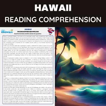 Preview of Hawaii Reading Comprehension | Hawaii History Geography and Culture