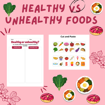 Preview of healthy vs unhealthy foods kindergarten