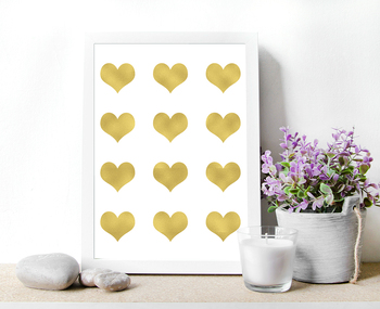 Preview of hearts  - poster -  12 hearts gold - lovely Poster design- Ready to print