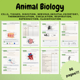 animal biology worksheets activities bundle printable work