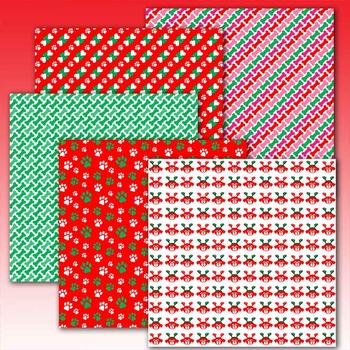 Cute Red Green Paw Prints Pattern Christmas Theme Tissue Paper, Zazzle