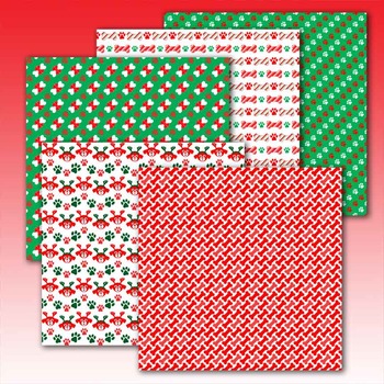 Cute Red Green Paw Prints Pattern Christmas Theme Tissue Paper, Zazzle