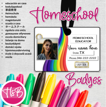 Preview of Name Badge | Homeschool ID Badges | Carnet ID Badge Maker | Tags | Cards |