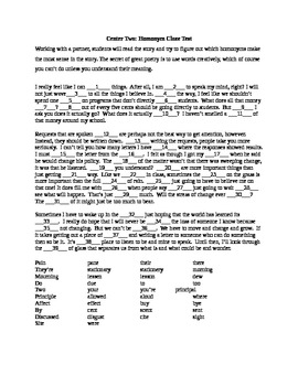 Preview of homonym fill in the blank worksheet