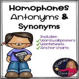 homophones synonyms antonyms grammar worksheets anchor charts ELA