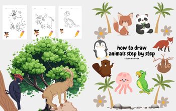 Preview of how to draw animals step by step coloring book