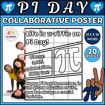 Preview of Pi Day Collaborative Coloring Poster Bulletin Board - DIY Craft for Math Class