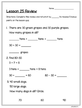Preview of i-Ready 1st Grade Math Reviews Unit 4 Lessons 25-29