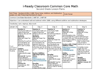 Preview of i-Ready Classroom Math Common Core 2nd Grade Lesson Plans - Lesson 16 (Editable)