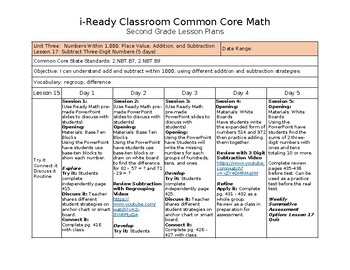 Preview of i-Ready Classroom Math Common Core 2nd Grade Lesson Plans - Lesson 17 (Editable)