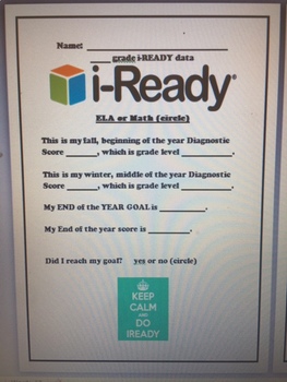 Preview of i-Ready Diagnostic Data Tracking Sheet for Data Binders - i-Ready Goals