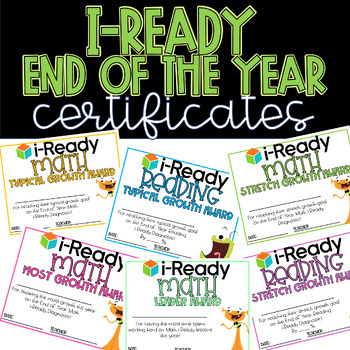 Preview of i-Ready End of Year Award Certificates