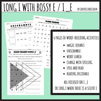 Preview of i_e Long I Magic Squares, Decodable Passage, and More Practice for I w/ Silent E