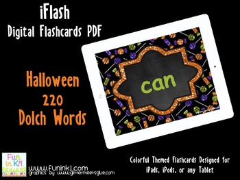 Preview of iFlash Halloween 220 Dolch Digital Flashcards PDF