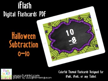 Preview of iFlash Halloween Subtraction Digital Flashcards PDF