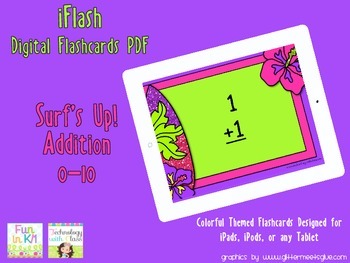 Preview of iFlash Surf's Up Addition Digital Flashcards PDF