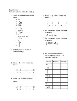 Preview of iLearn 8th Grade Math Review Packet