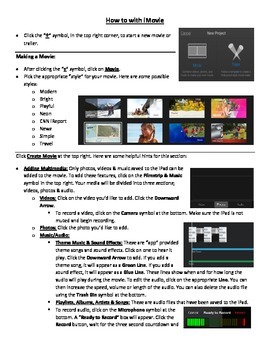 Preview of iMovie App - "How-to" Sheet