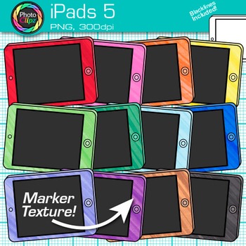Preview of iPad Clipart Images: 13 Cute Rainbow Tablet Clip Art, Transparent PNG Comm. Use