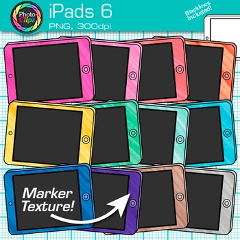 Preview of iPad Clipart Images: 13 Cute Rainbow Tablet Clip Art, Transparent PNG Comm. Use