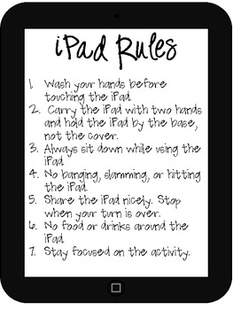Ipad Rules Posters Black And White By Home Sweet Speech Room Tpt