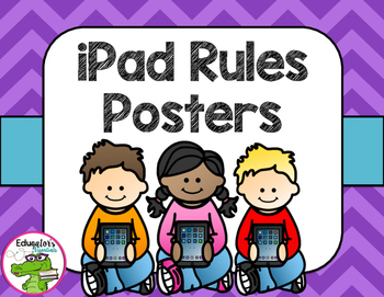 Preview of iPad Rules Posters & Student Contracts -Rainbow Chevron- Primary