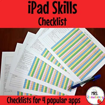 Preview of iPad Skills Checklists EDITABLE