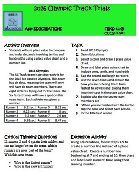 Preview of iPad Task Card_ Common Core and STAAR Aligned_State Track Meet