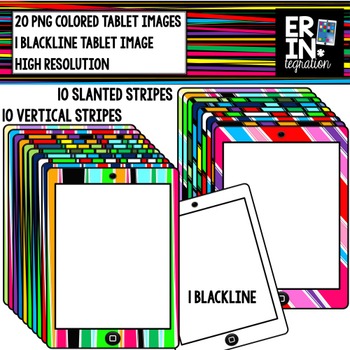 Preview of iPad clipart - 20 colorful striped iPad or tablets images