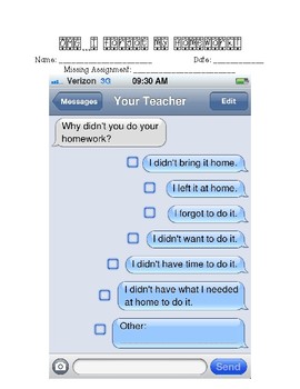 iPhone Homework Accountability Form by ELA in ASL | TPT