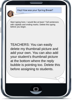 Preview of iPhone Spring Break Writing Prompt- Digital or Printable 