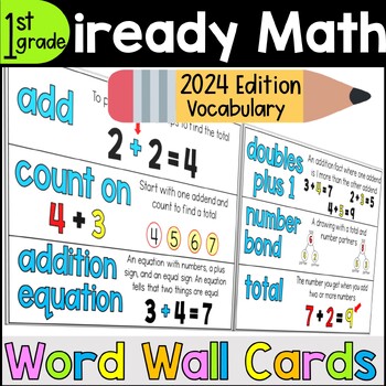 Preview of iREADY 2024 First Grade Math Vocabulary Word Wall Cards
