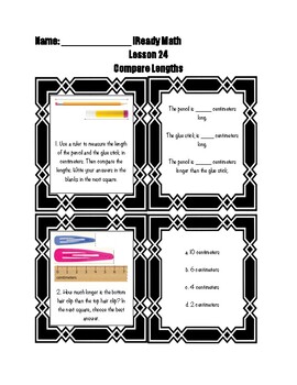Preview of iReady 2nd grade math Compare lengths study guide